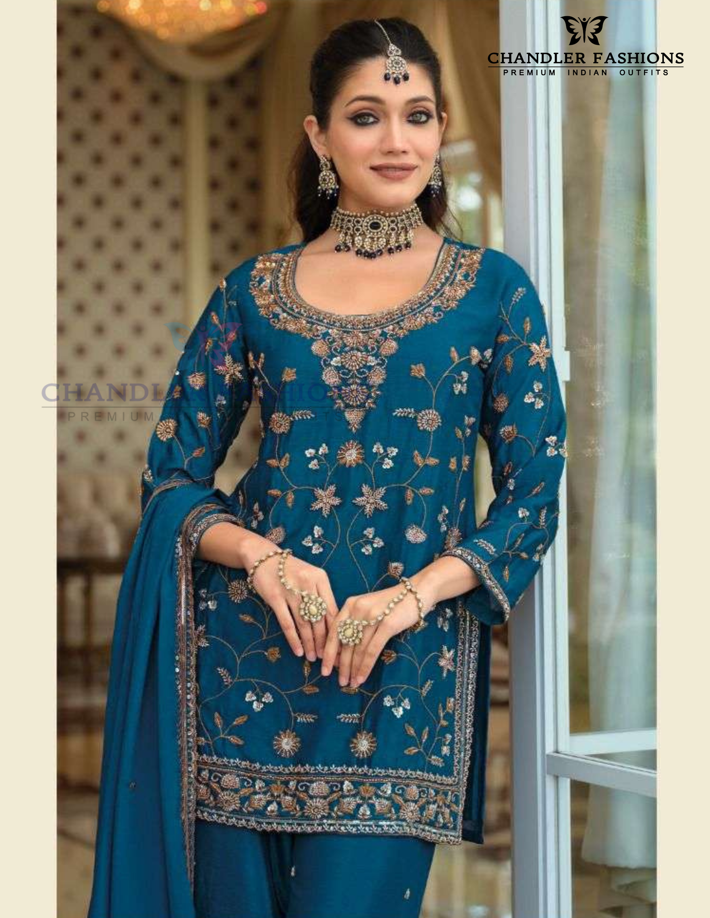 Chinon With Sequins And Embroidery Work Palazzo In USA