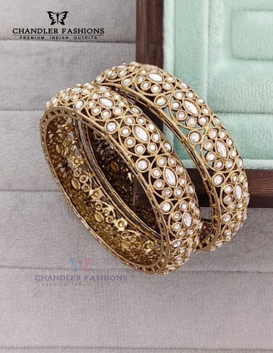 Alluring White Color Stone Rajwadi Collection Bangles For Women
