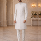 Gorgeous White Color Silk With Hand Embroidery Work Sherwani Suits For Men - PREMIUM QUALITY