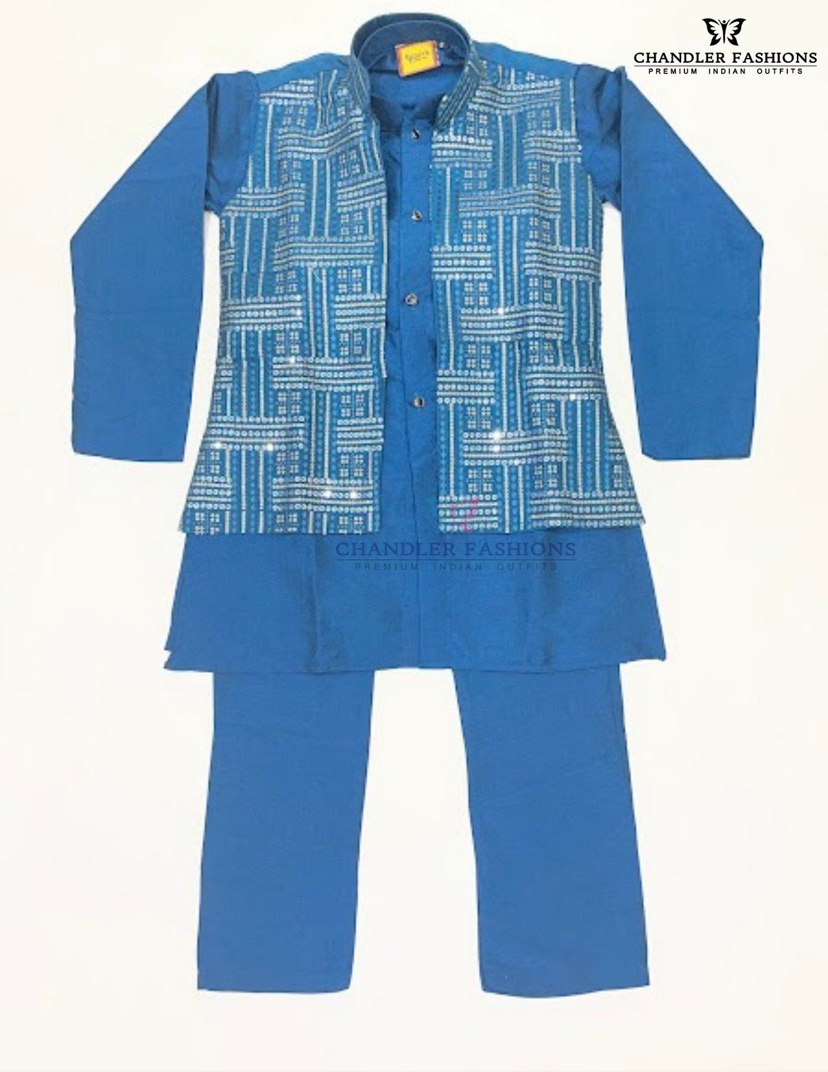 Beautiful Navy Blue Color Soft Silk Sherwani Suits With Sequins WorkFor Boys