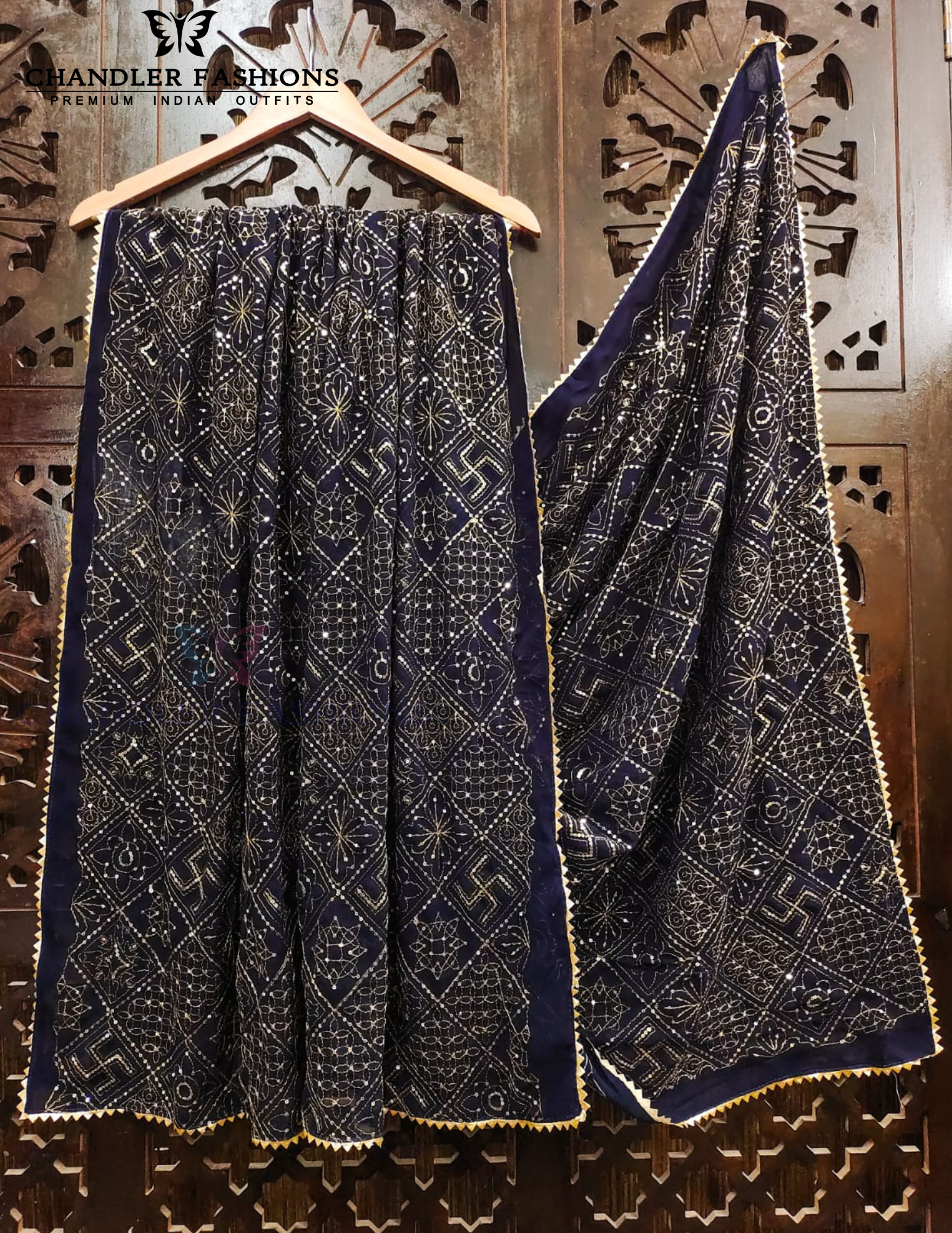 Stunning Blue Color Zari And Sequence Work Party Wear Dupatta for Women