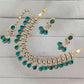 Beautiful Gold plated Green Color Kundan Necklace With Earrings And Maang Tikka Near Me