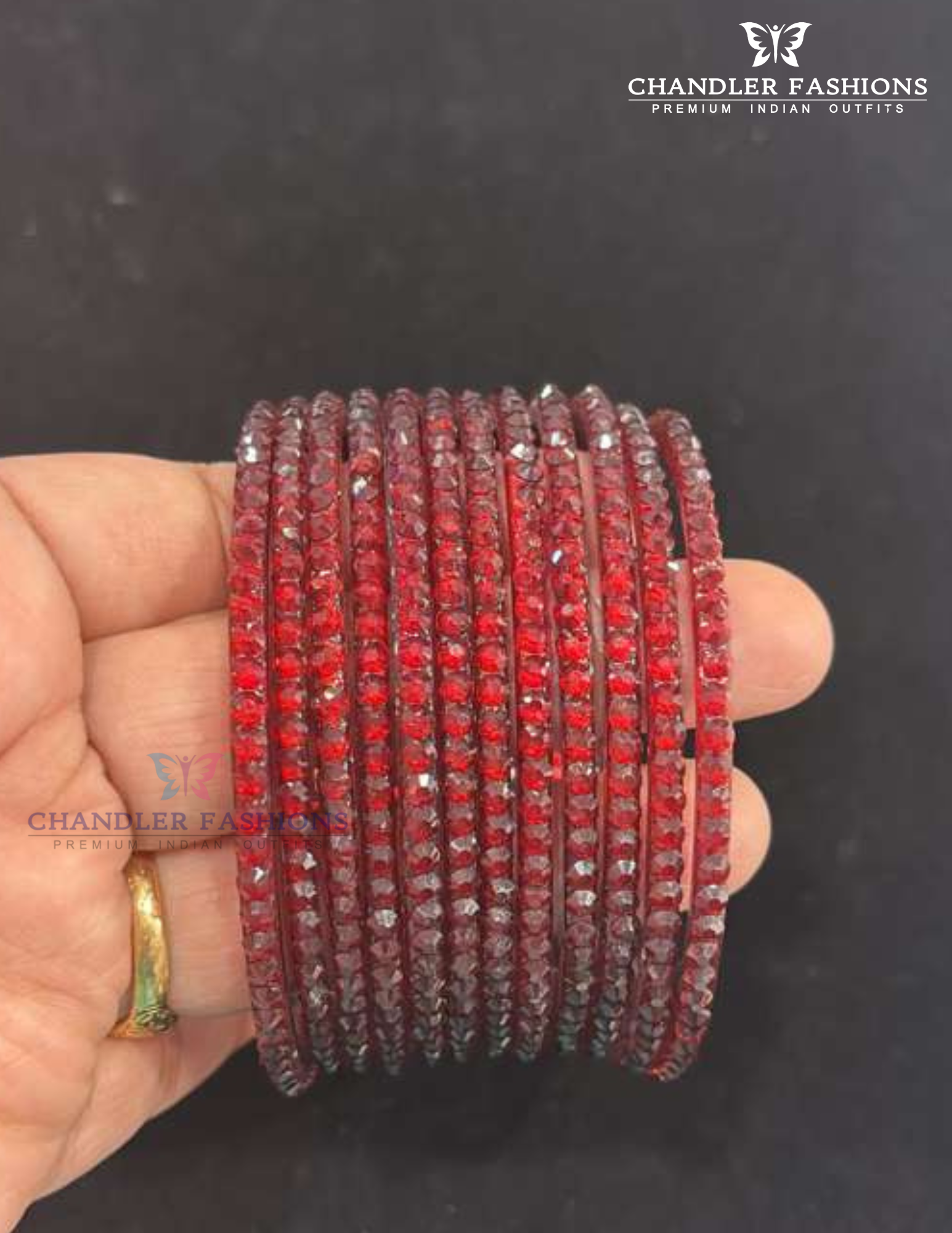 Marvelous Maroon Color Raindrop Glass Bangles For Women