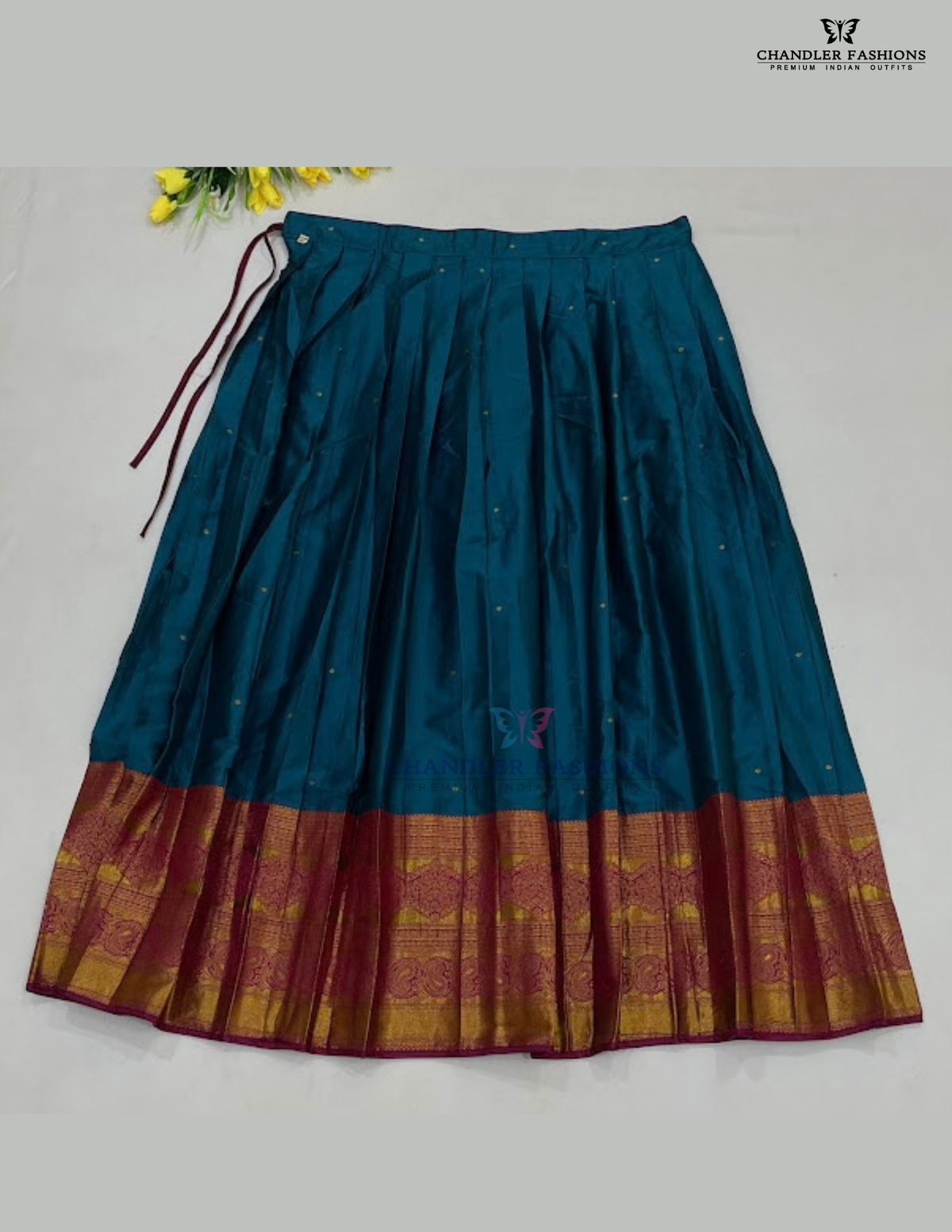 Pink And Green Color Half Saree Set In Mesa
