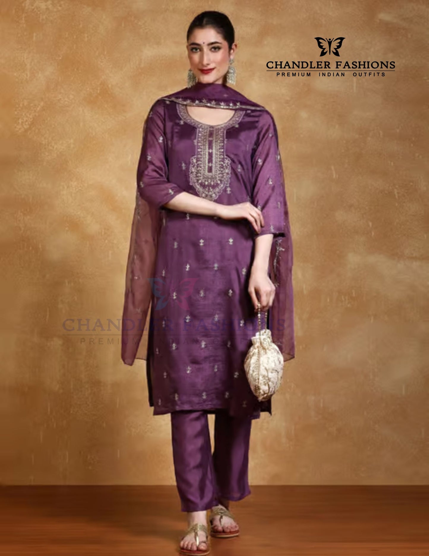 Fanciable Purple Color Silk Blend With Embroidery Work Kurti Suits For Women
