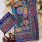Blue Color Chinon Silk Saree Printed And Gold Zari Work In Mesa