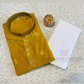 Wonderful Mustard Yellow Color Rayon With Sequins Embroidery Work Kurta Suits For Men