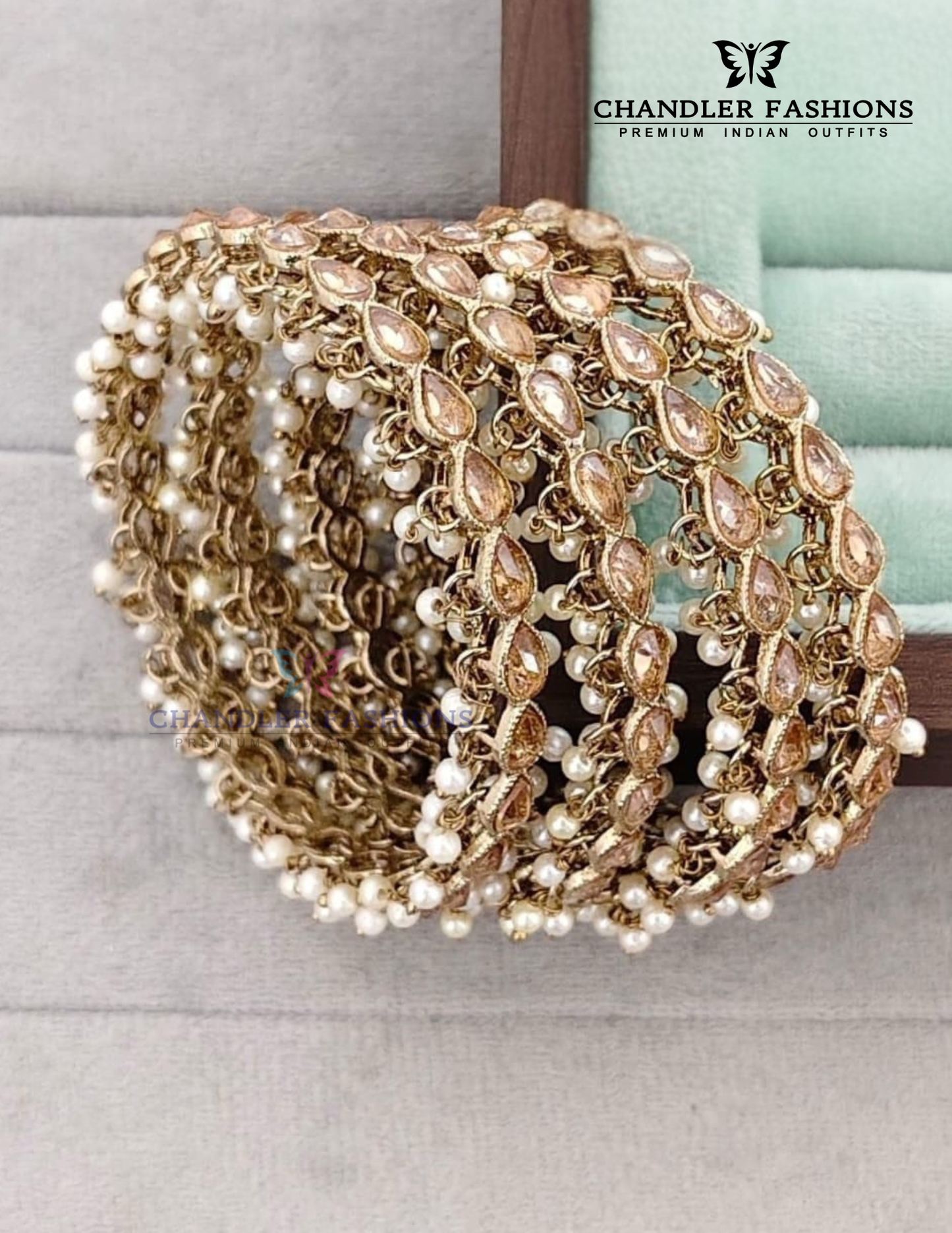 Elegant Gold Color Stone Gold Plated Kundan Bangles For Women