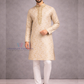 Alluring Cream Color Brocade Embroidery Work Kurta Pajama Set For Men