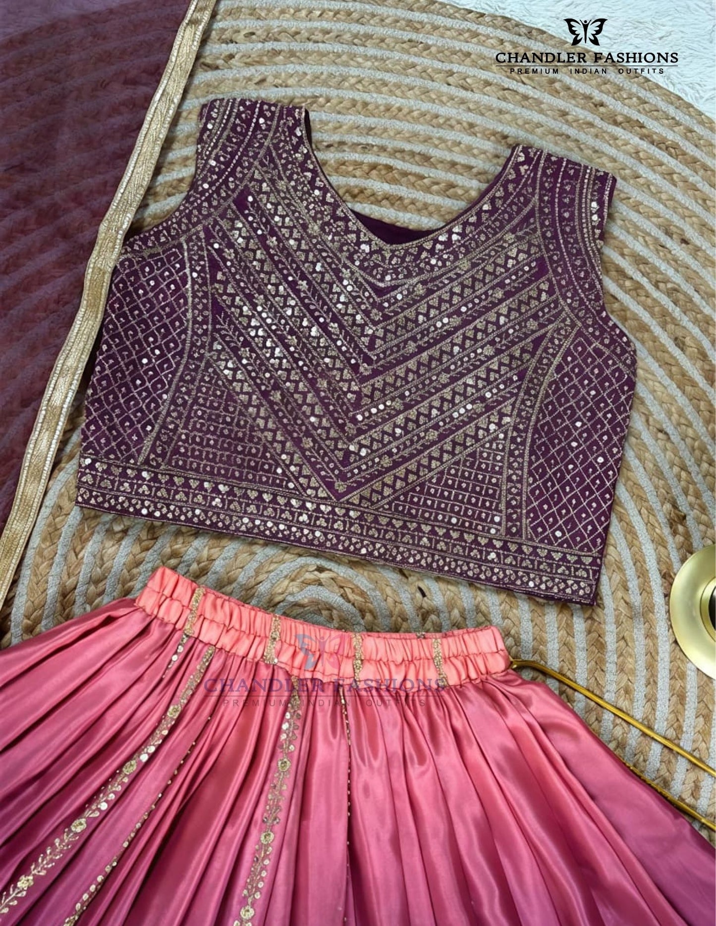 Purple Color Embroidery Work Choli Set With Dupatta In Yuma