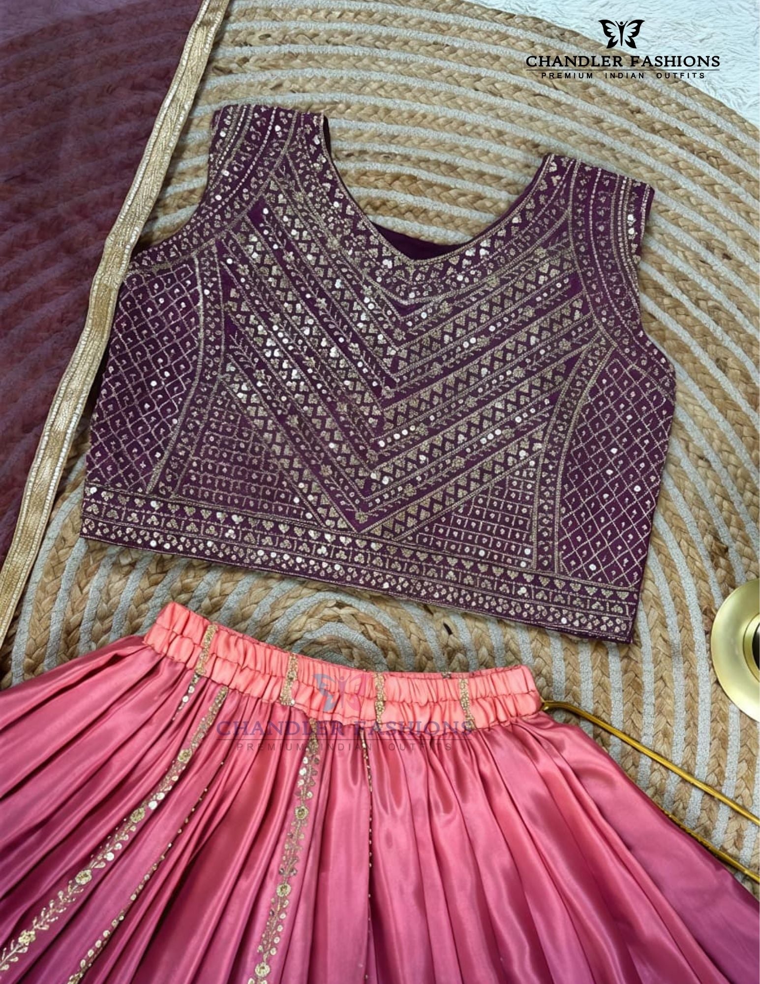 Purple Color Embroidery Work Choli Set With Dupatta In Yuma