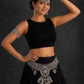 Wonderful Red Color Stone Oxidized Waist Belt With Hair Accessory For Women