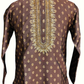Brown Color Brocade Designer Men's Kurta With Pajama Pant Near Me