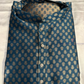Beautiful Teal Blue Color Jacquard With Printed Work Kurta Set For Men