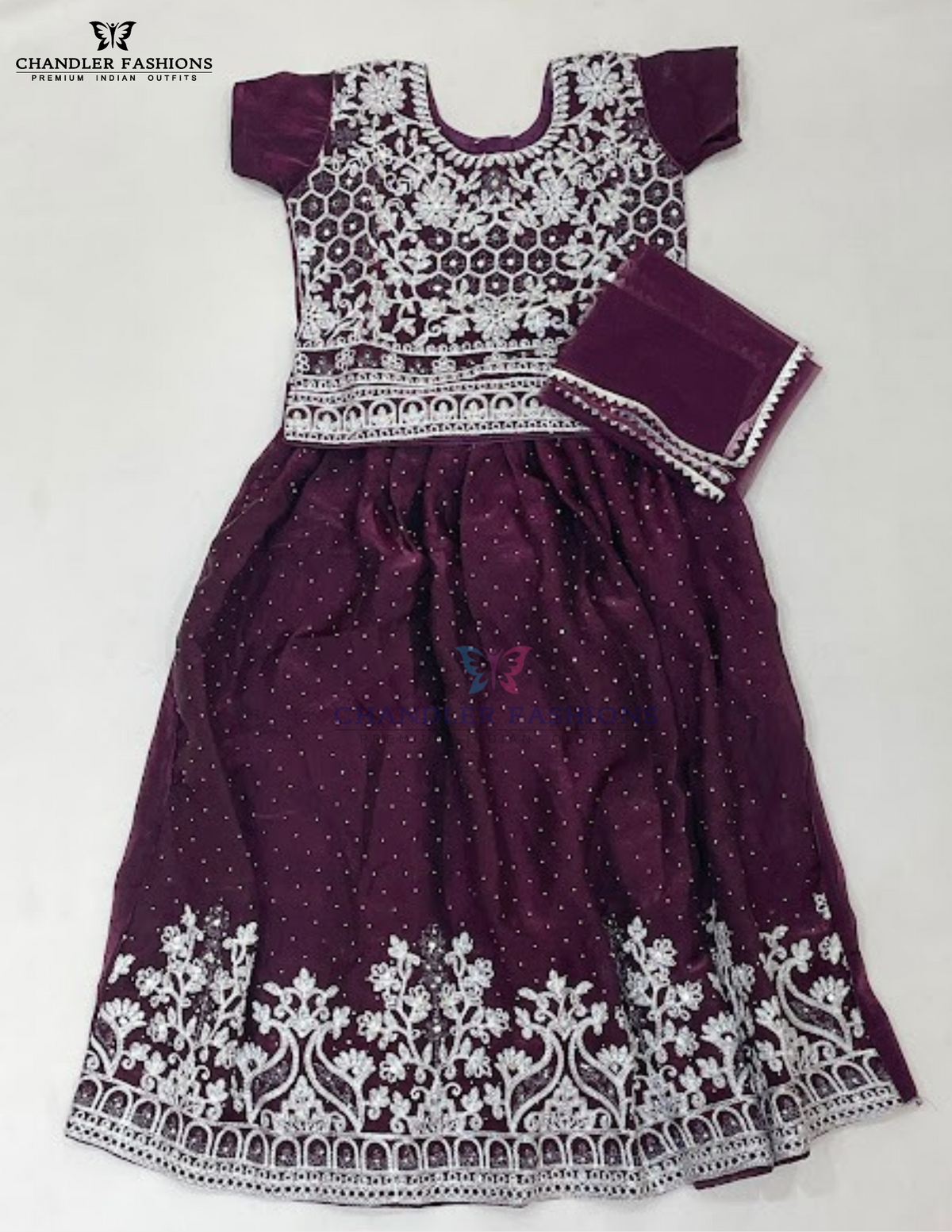 Beautiful Wine Color Georgette Choli Set With Embroidery Stones And Mirror Work For Girls