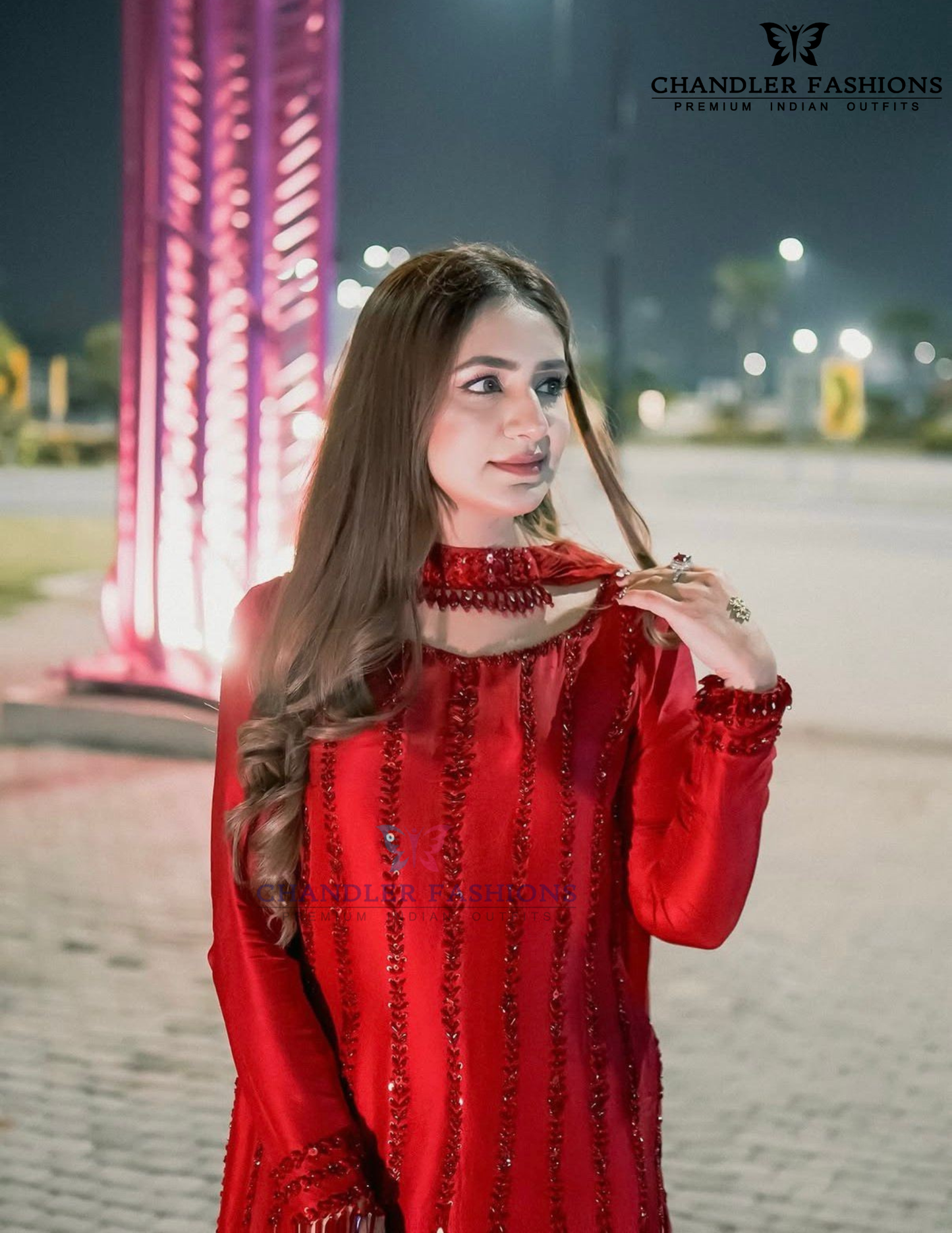 Red Color Rangoli Silk And Palazzo Suit Embroidery Work In Mesa
