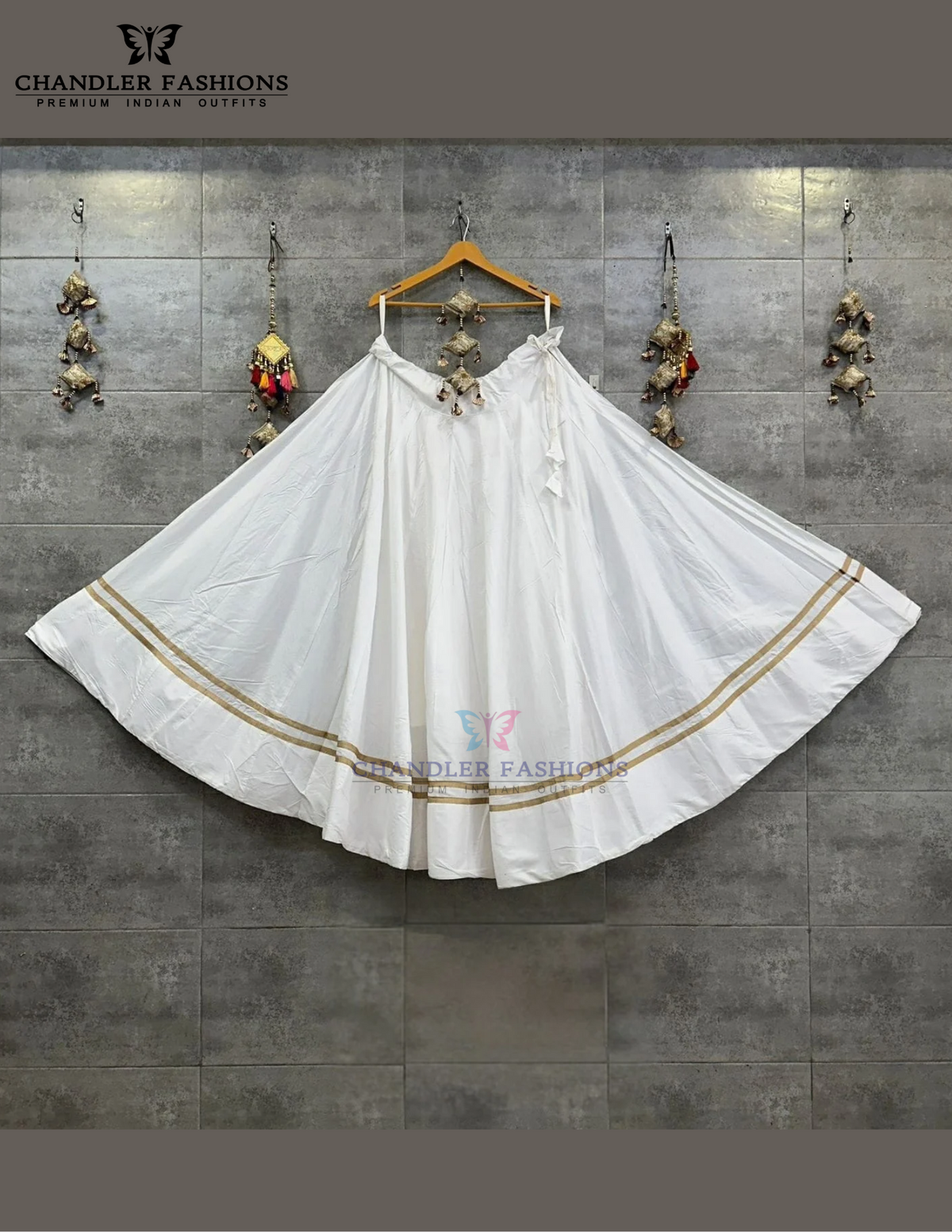 Wondlerful White Color Rayon Cotton With Zari Work Skirts For Women