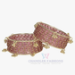Beautiful Pink Color Raindrop Glass Bangles With Stone And Gold Finishing