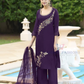 Attractive Dark Purple Color Rayon With Sequins And Thread Work Salwar Suits With Dupatta