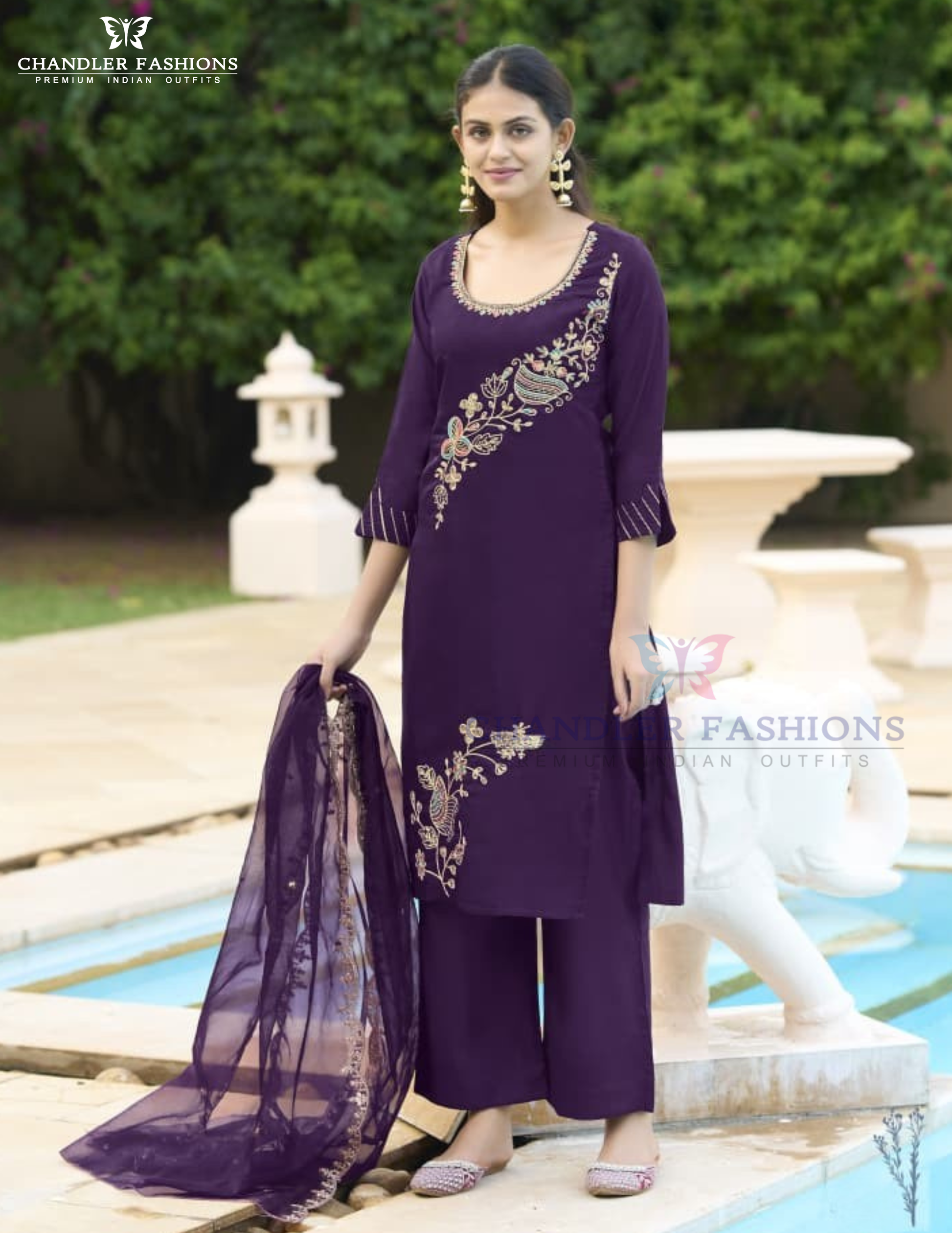 Attractive Dark Purple Color Rayon With Sequins And Thread Work Salwar Suits With Dupatta