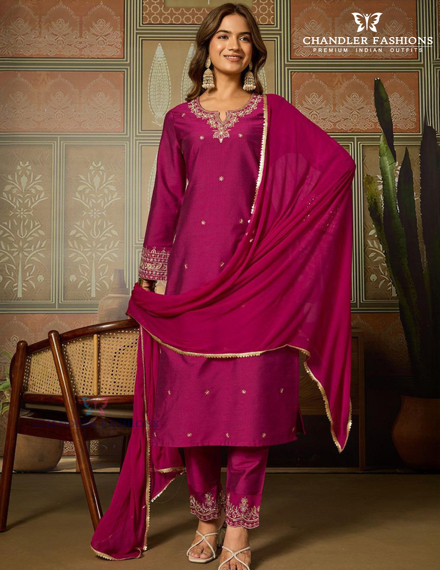 Attractive Dark Pink Color Silk With Embroidery And Sequins Work Salwar Suits With Dupatta For Women