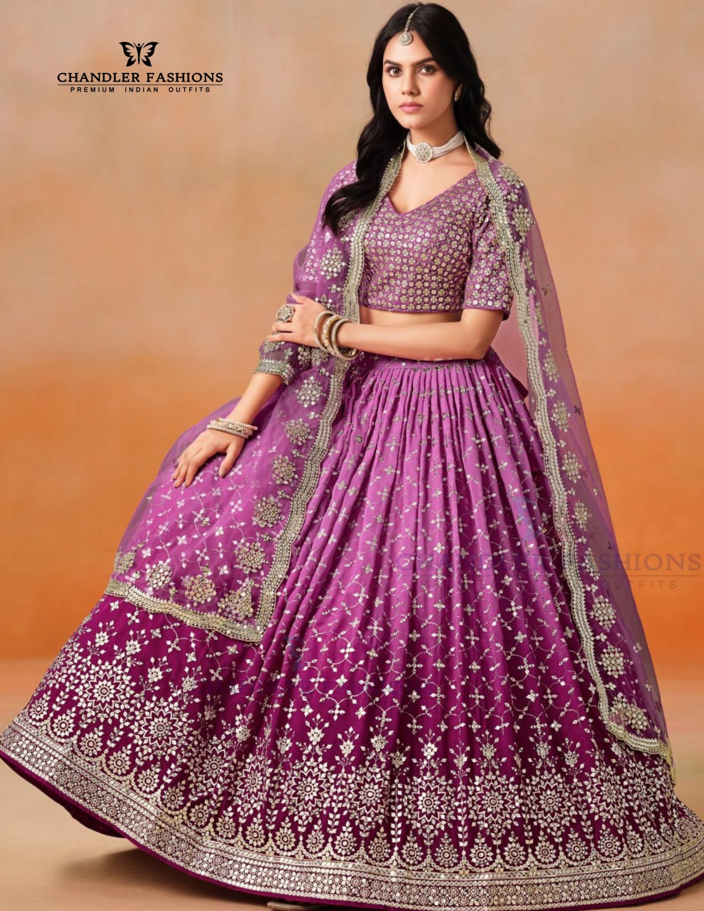 Pink Georgette With Embroidery Work Lehenga In Glendale