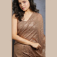 Pleasing Brown Color Sequins Embroidery Work Saree Near Me