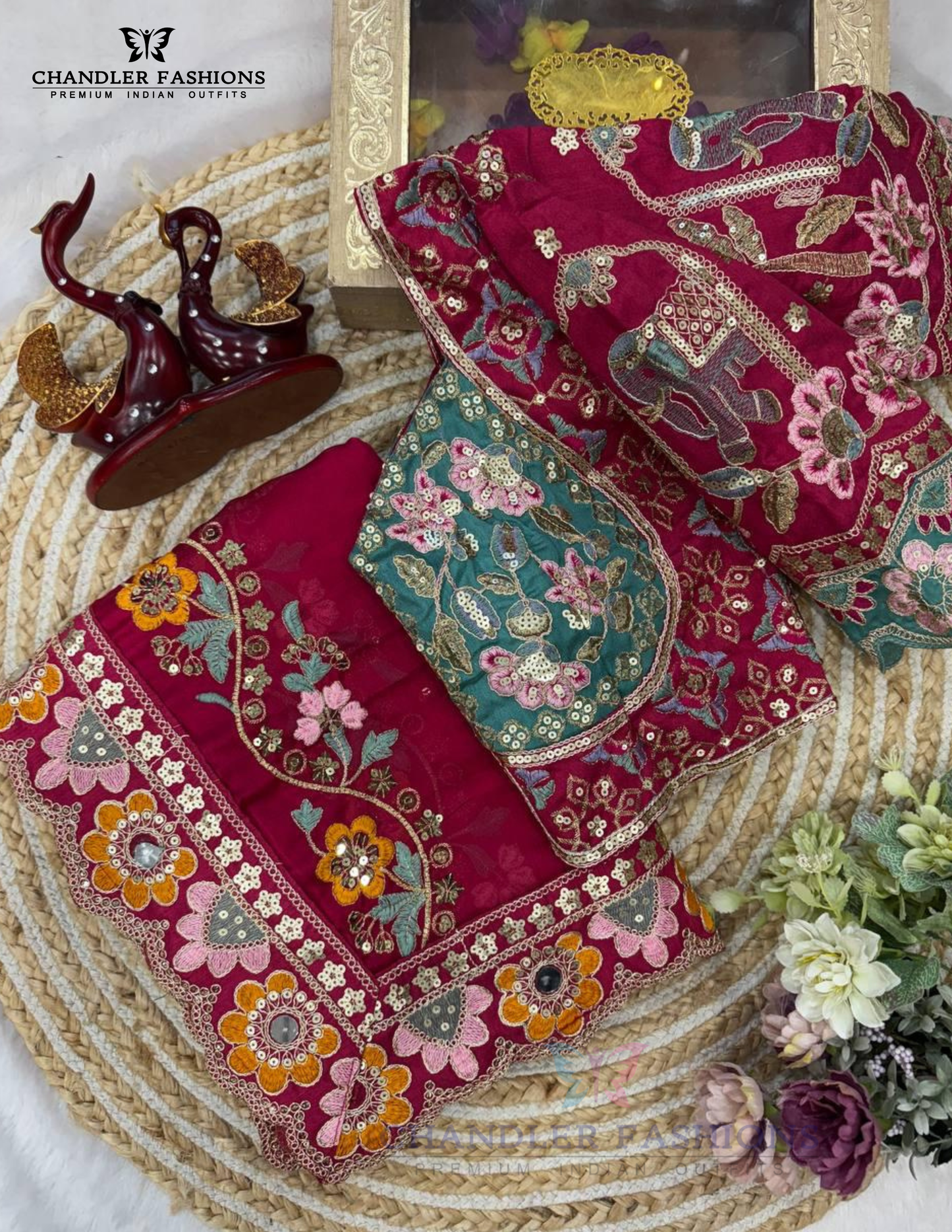 Red Color Rangoli Silk With Sequins And Embroidery Work Saree In USA