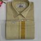 Pretty Sandal Color Cotton Shirt With Tissue Zari Work Dhoti Set For Kids