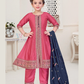 Stunning Pink Color Silk With Embroidery And Zari Work Kurti Suit For Girls