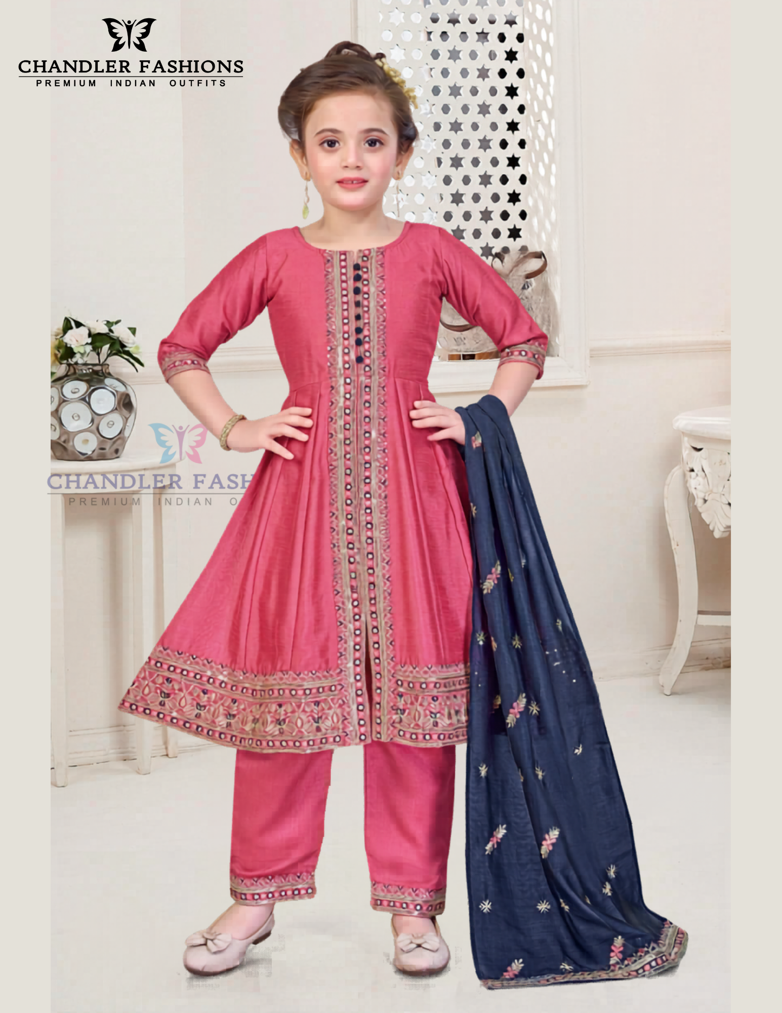 Stunning Pink Color Silk With Embroidery And Zari Work Kurti Suit For Girls
