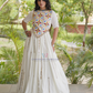 Wondlerful Withe Color Rayon Cotton With Thread And Multi Mirror Lace Work Chaniya Choli For Women