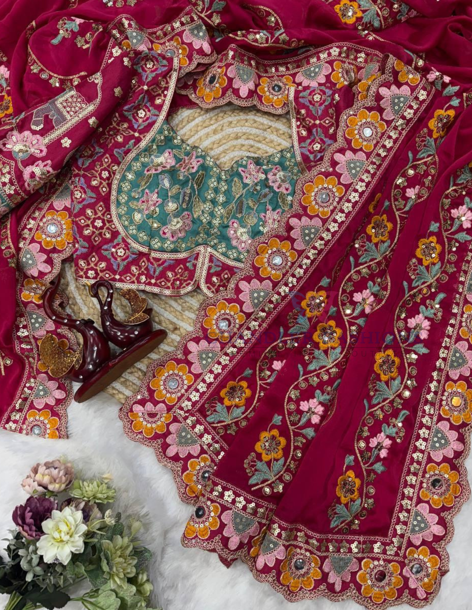 Rangoli Silk With Sequins And Embroidery Work Saree In Mesa