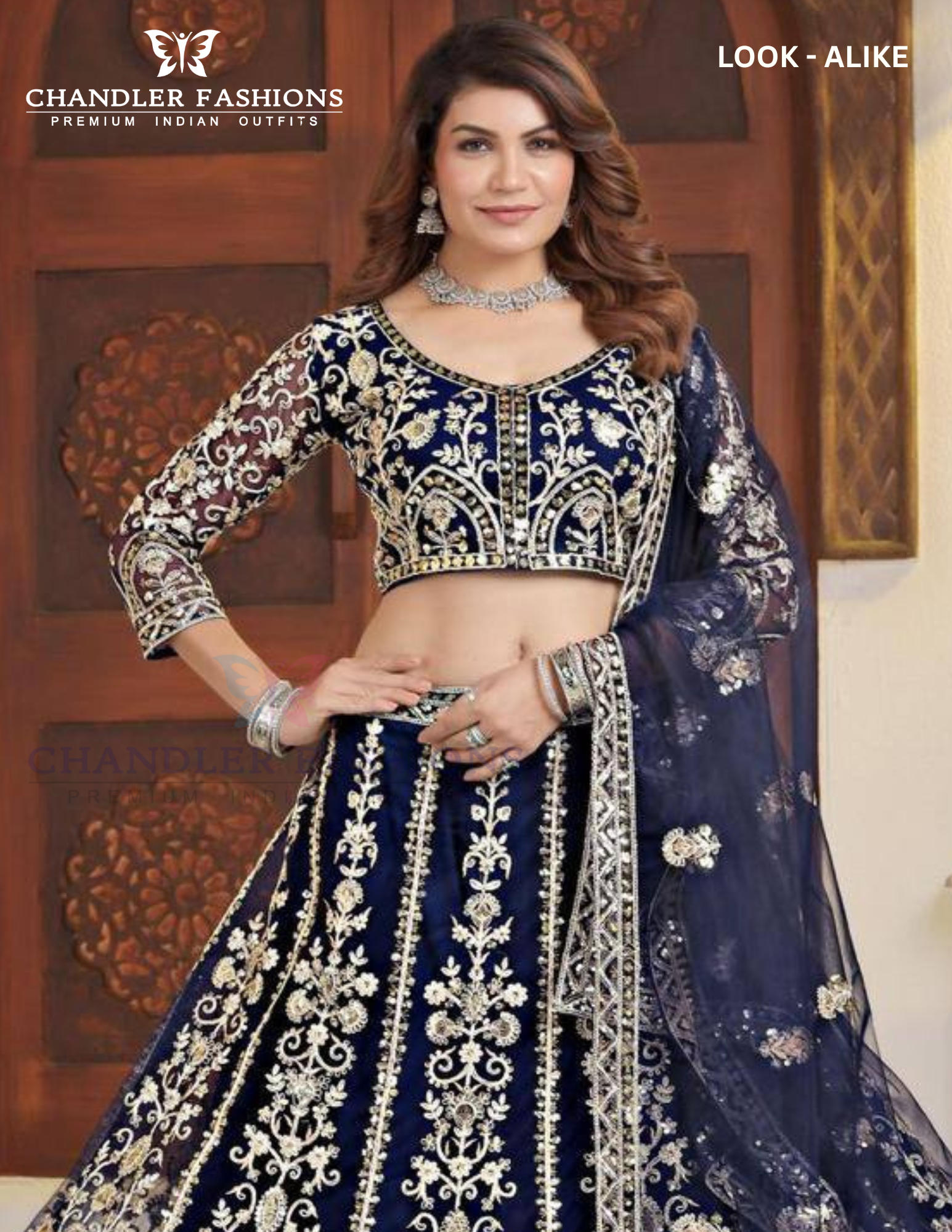Blue Color Butterfly Net With Embroidery And Sequins Work Lehenga Near Me