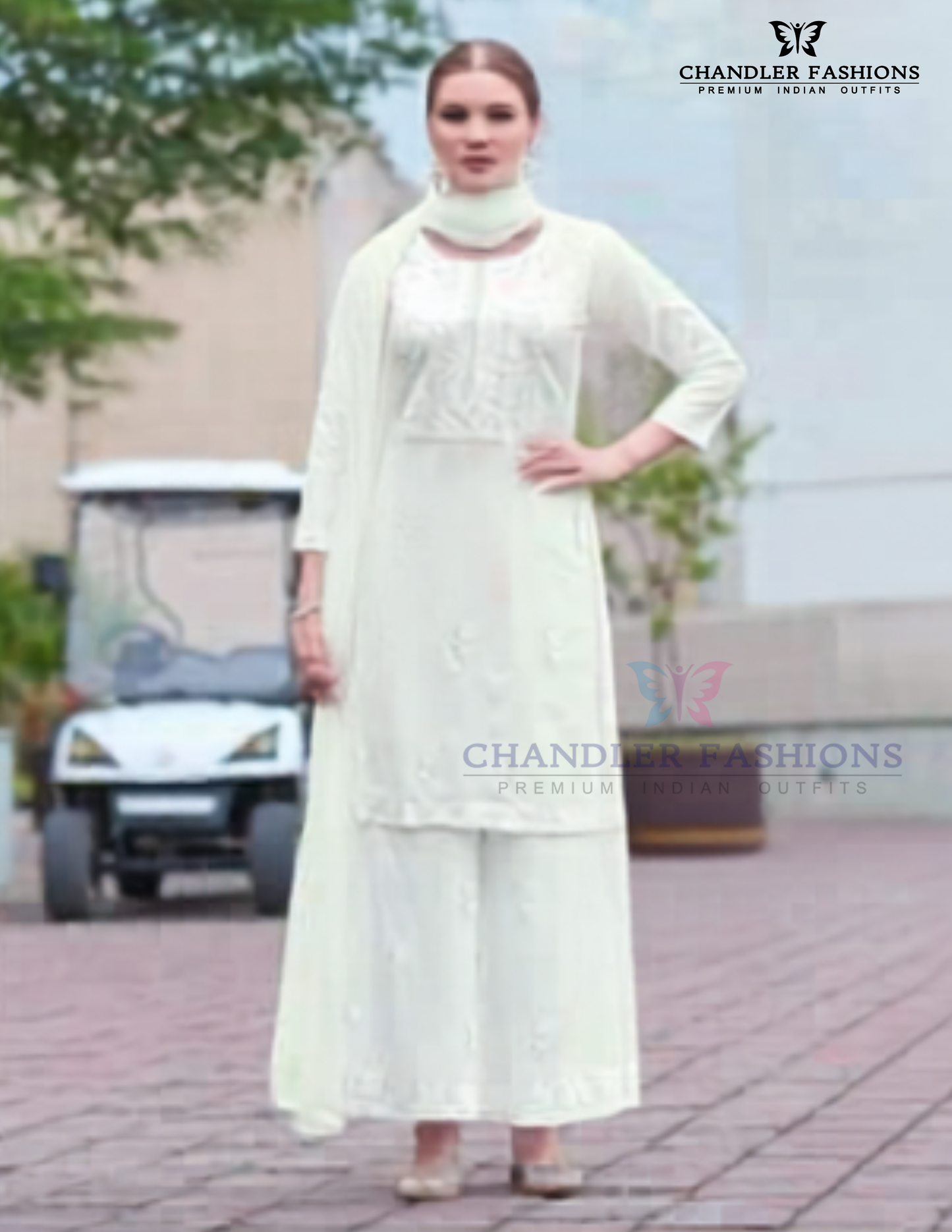 Beautiful White Color Rayon With Embroidery Work Women's Palazzo Suits With Dupatta