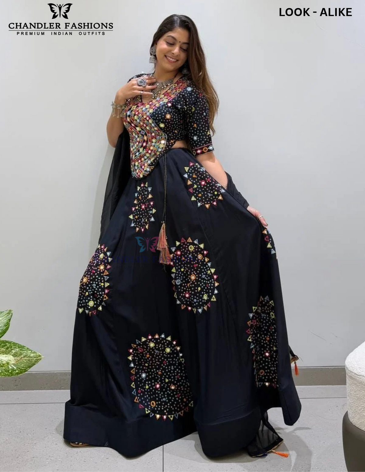 Black Color With Real Mirror Work Chaniya Choli In Mesa