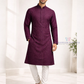 Charming Wine&nbsp;Color Cotton With Sequins Embroidery Work Kurta With Pajama For Men