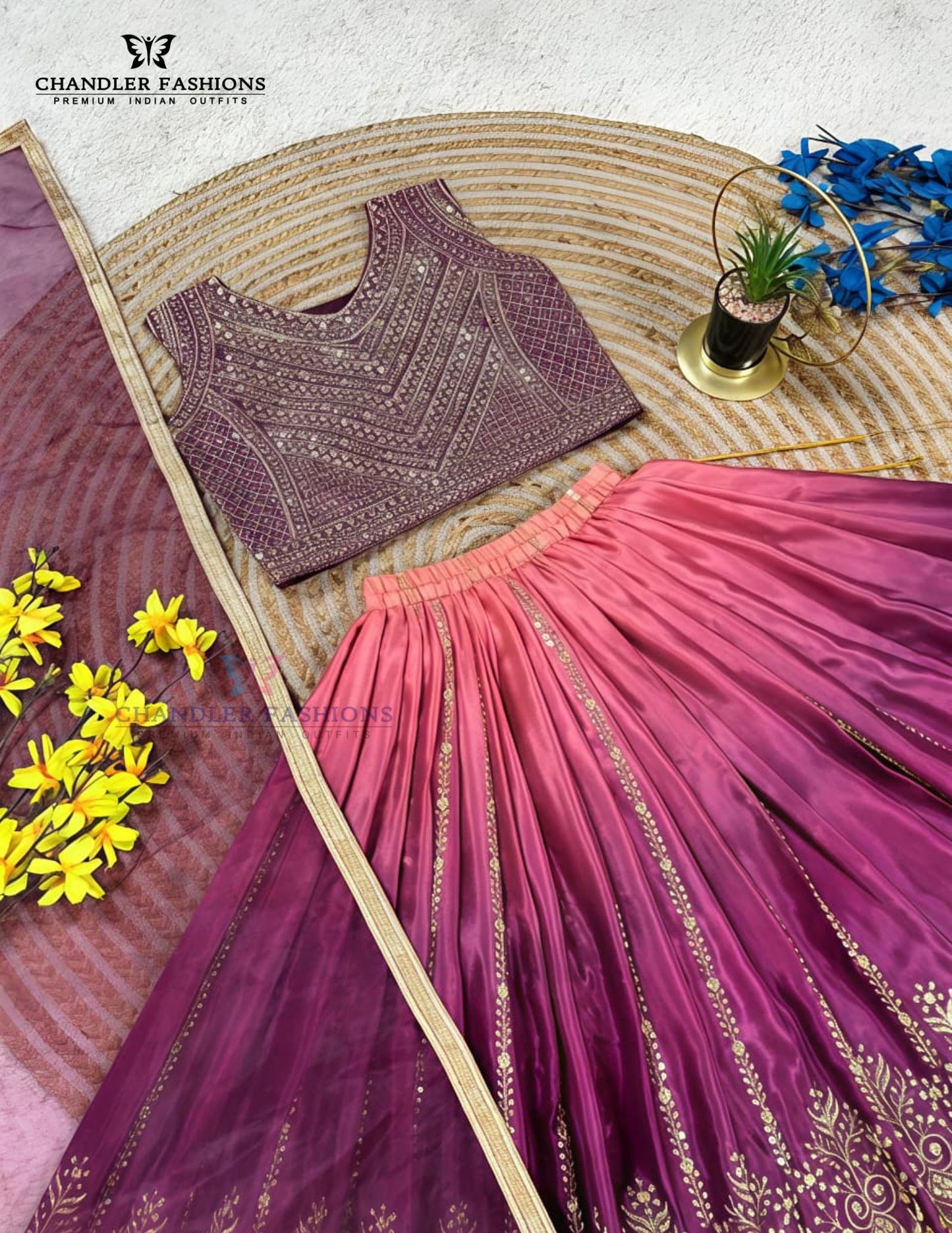 Purple Color Embroidery And Sequins Work Choli Set With Dupatta In USA