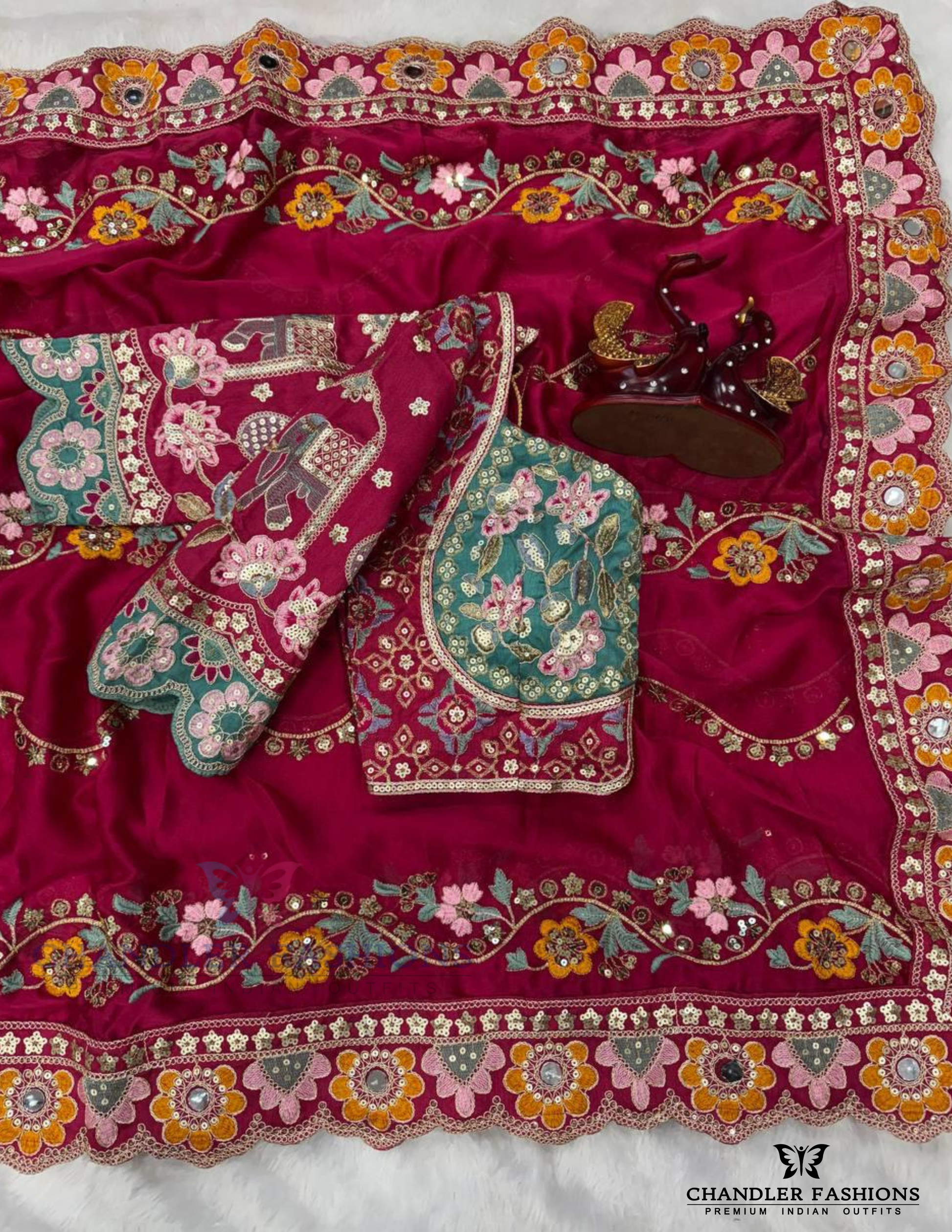 Red Color Rangoli Silk With Sequins And Embroidery Work Saree Near Me