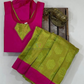 Pink And Green Color Art Silk Langa Set With Printed Work In USA