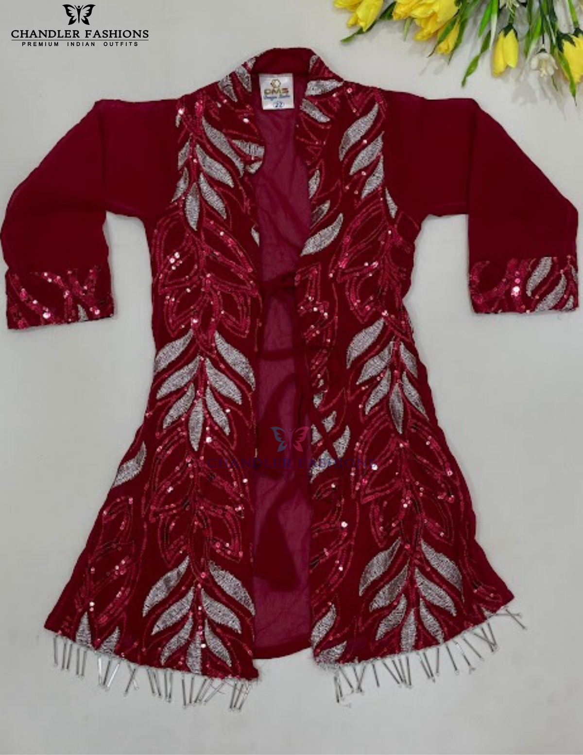 Dark Pink Color Sharara Set With Embroidery Work In Mesa