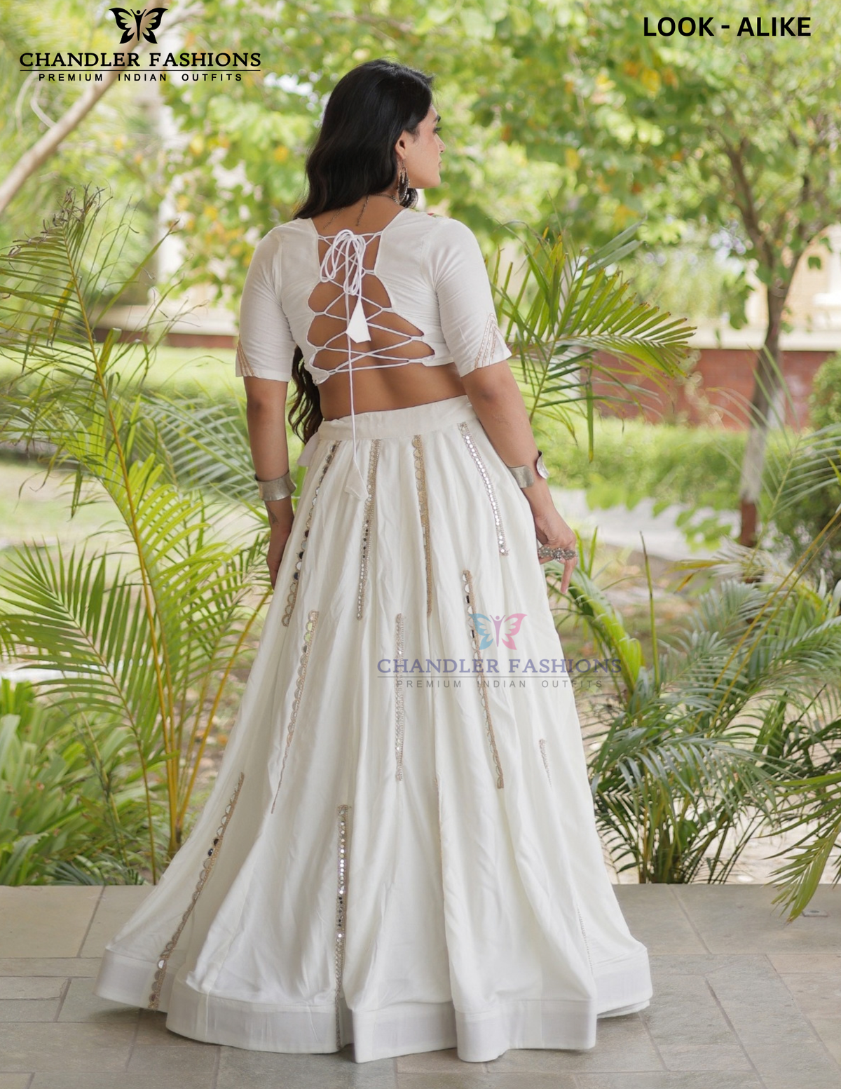 Withe Color Cotton With Multi Mirror Lace Work Chaniya Choli In USA