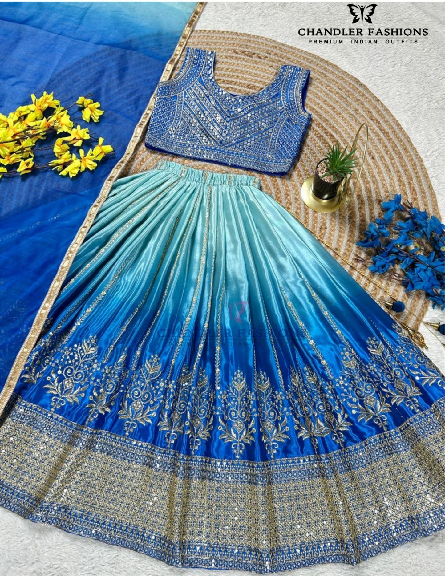 Blue Color Embroidery And Sequins Work In Sedona