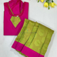 Pink And Green Color Art Silk Langa Set With Printed Work Near Me