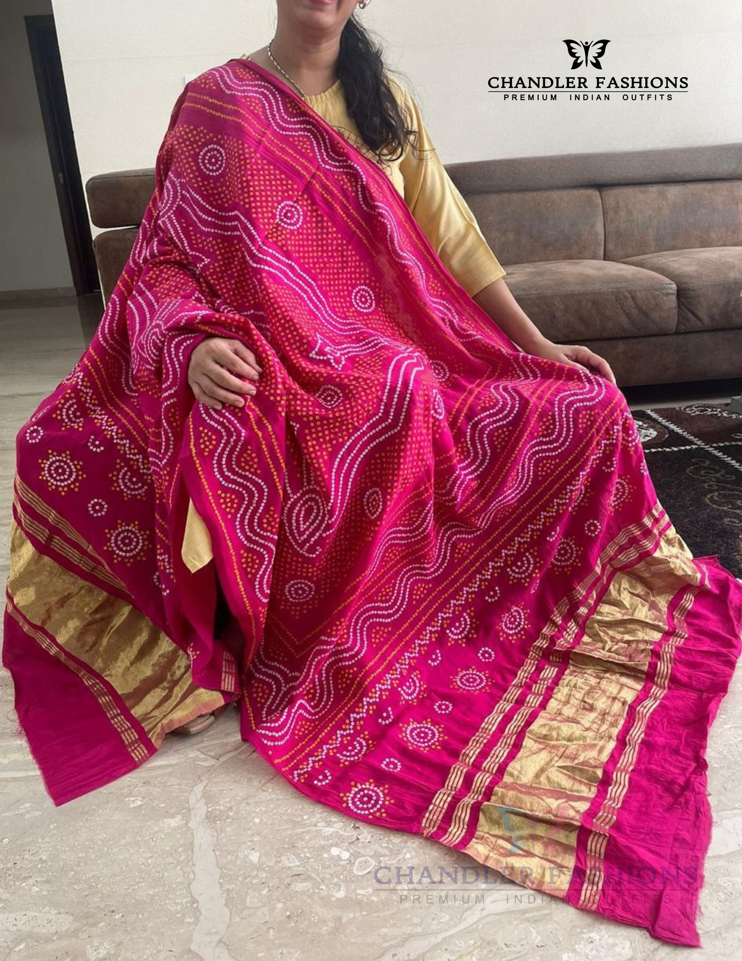 Wonderful Rani Pink Colored Bandhani Print Silk Dupatta