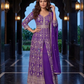 Purple Color Chinon With Embroidery And Thread Work Palazzo Suit Near Me