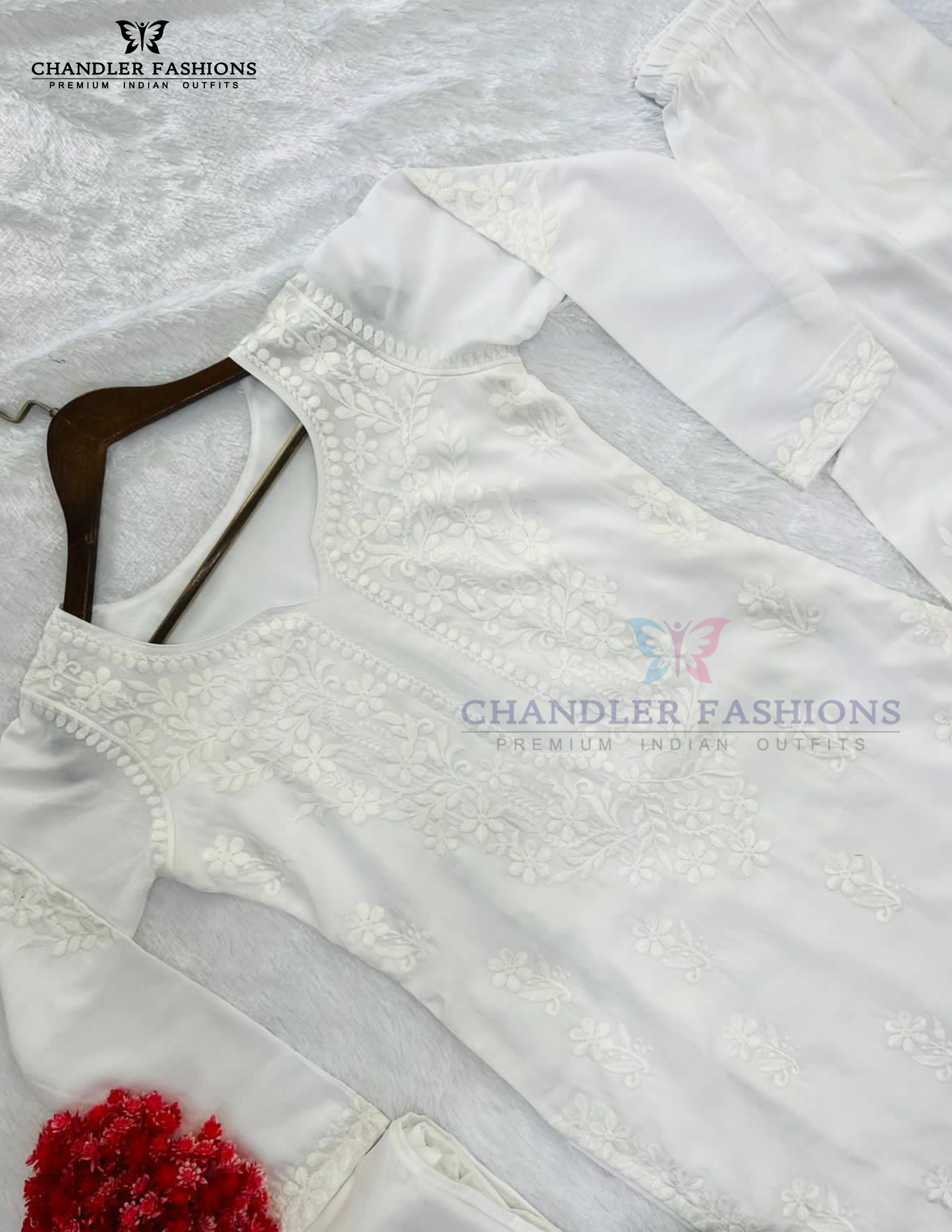 Wonderful White Palazzo Suits With Dupatta In Mesa