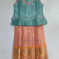 Alluring Green And Peach Color Art Silk With Stone And Zari Work Langa Sets For Girls