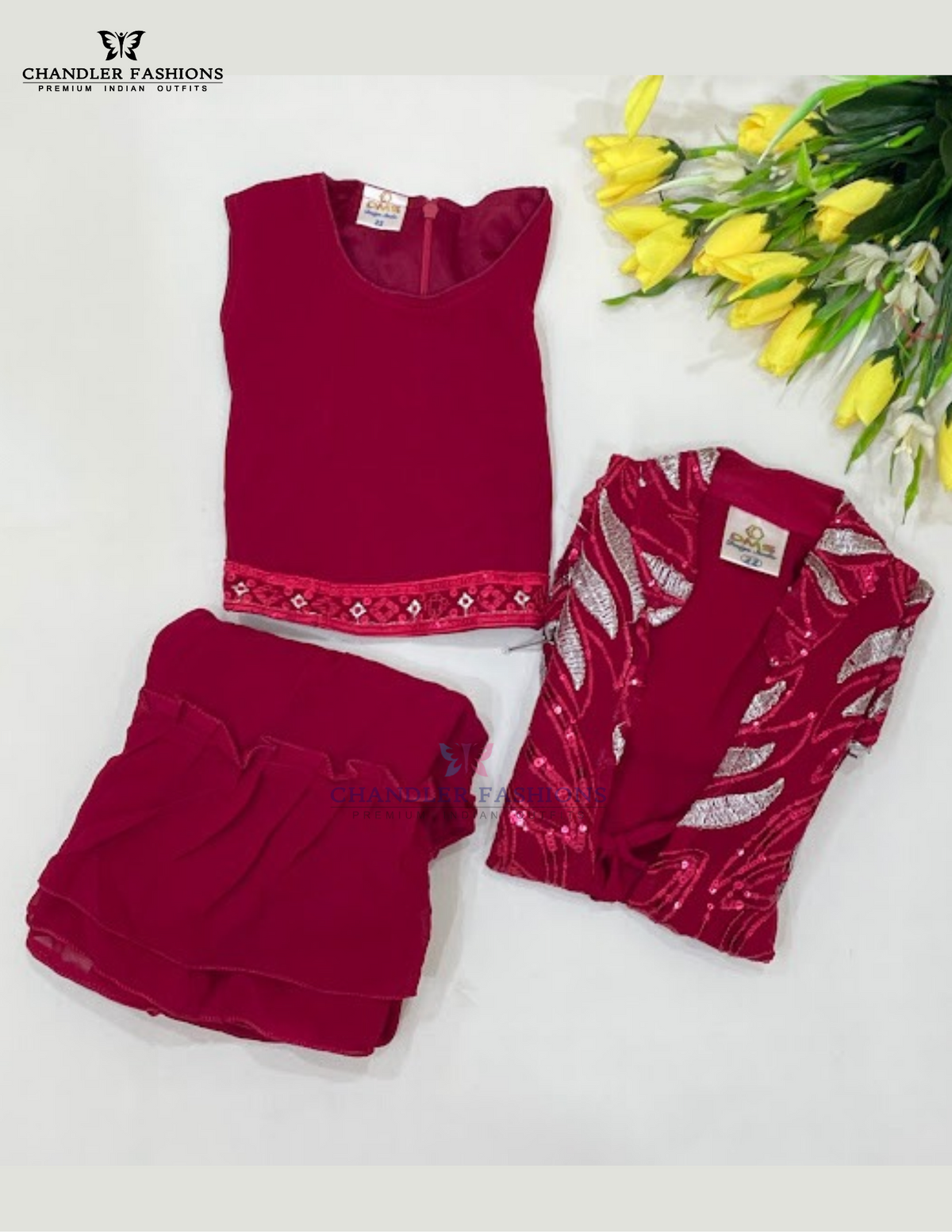 Amazing Dark Pink Color Georgette Sharara Set With Embroidery And Sequins Work Near Me