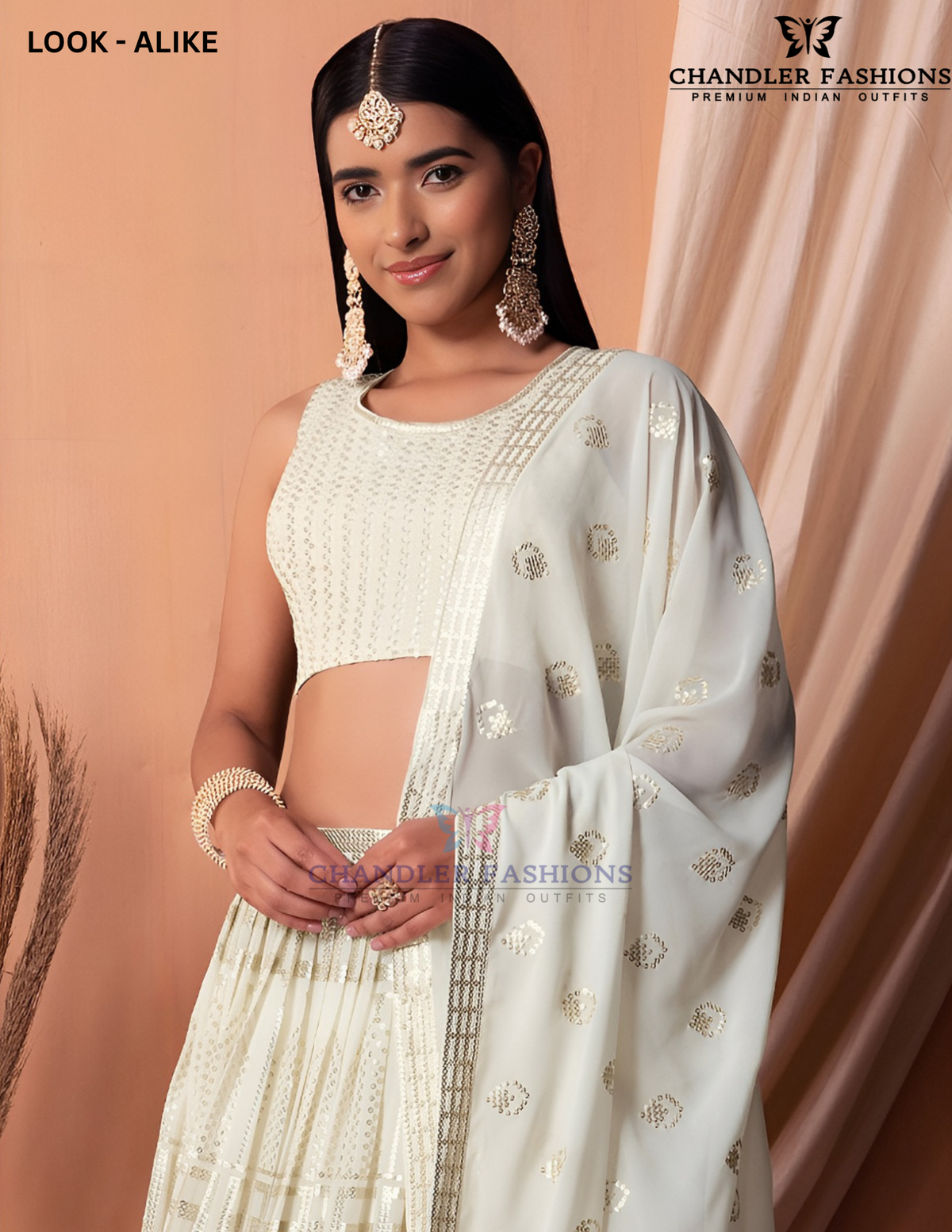 White Color Georgette Choli With Embroidery Work In Mesa